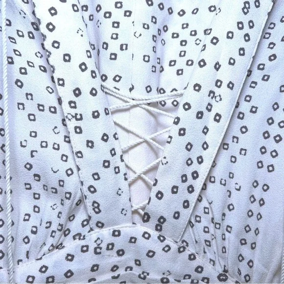 Free People White Boho Lace Up Maxi Modern Kimono Dress Size 0 - Picture 6 of 7